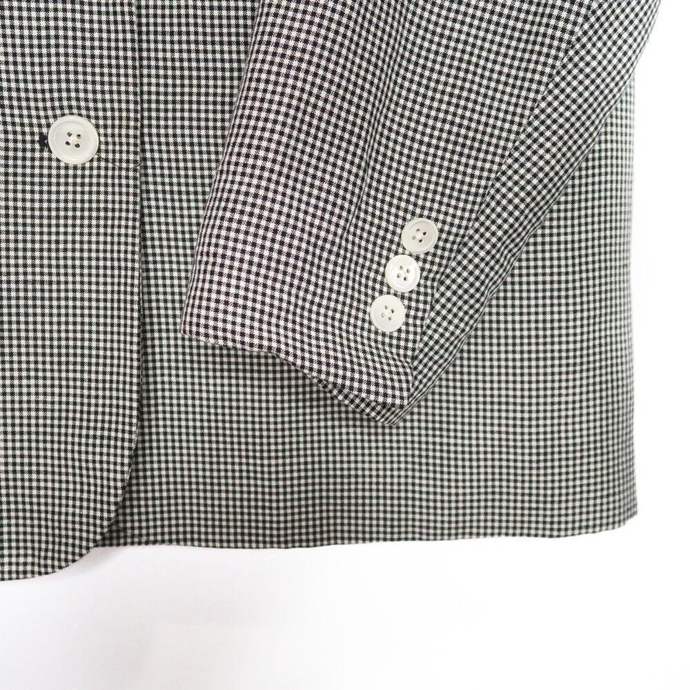Gap VTG Linen Blend Gingham Blazer Black White Check 3-Button Jacket Large - Picture 6 of 7
